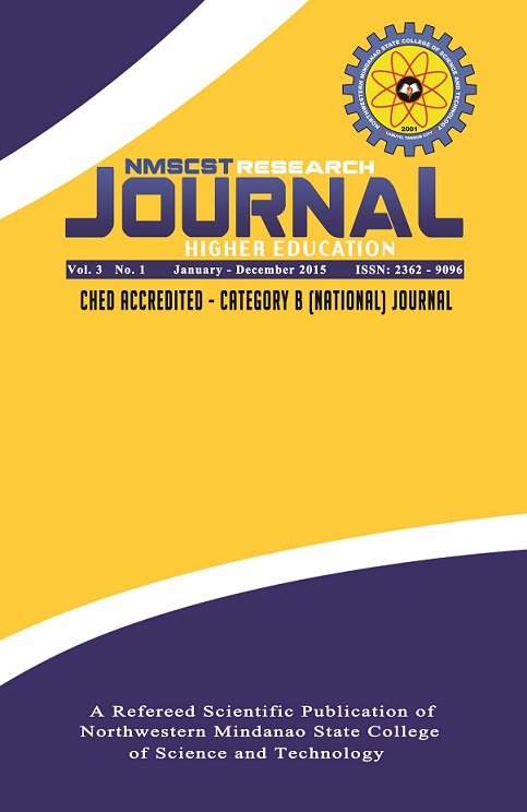 					View Vol. 3 No. 1 (2015): NMSCST Research Journal
				